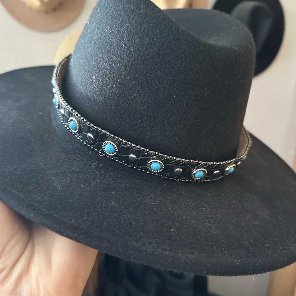 Black Fedora with Turquoise Accents